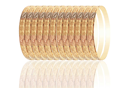 Three Tone Plated | High Polish Diamond Cut Bangles